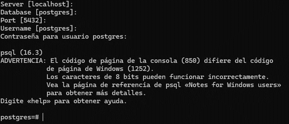 Conexión con la shell de PostgreSQL